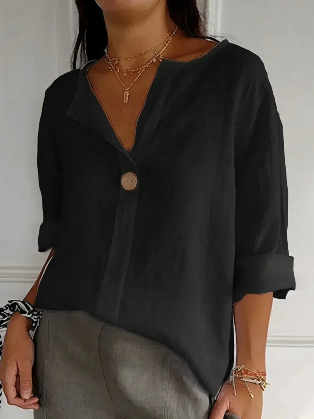 Alliah™ | Simple Chic V-Neck Blouse