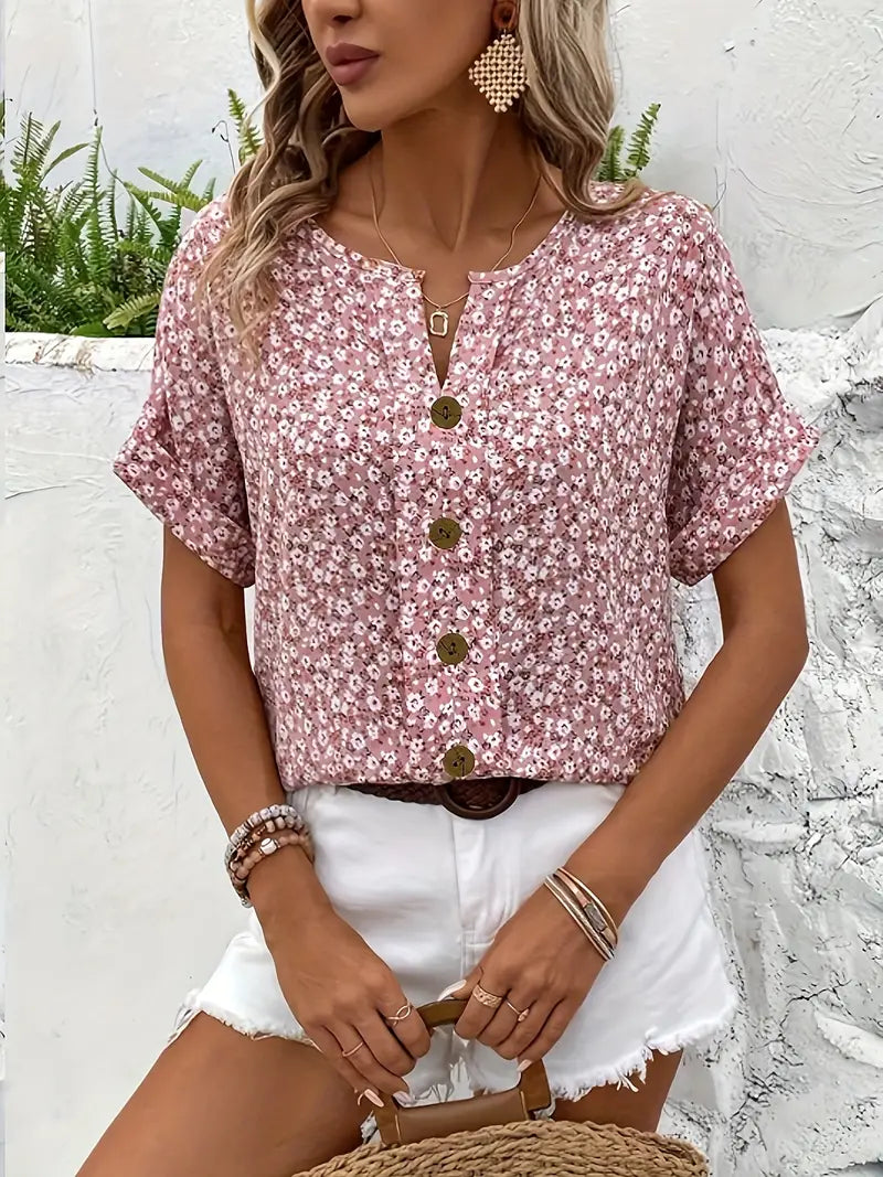 Camellia™ Printed Collar Top