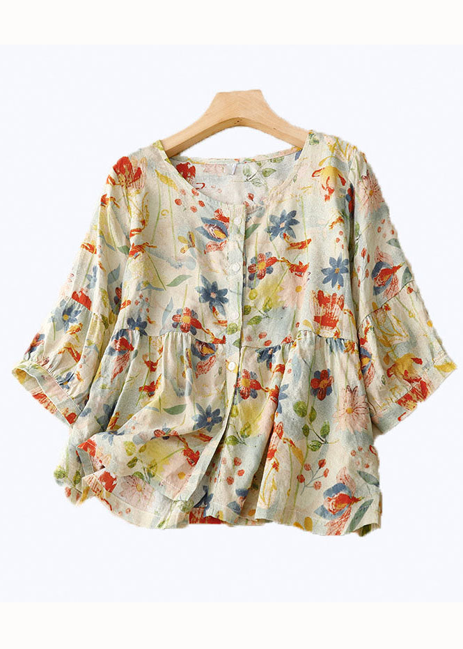 Lana™ | Fresh Bloom Linen Blouse