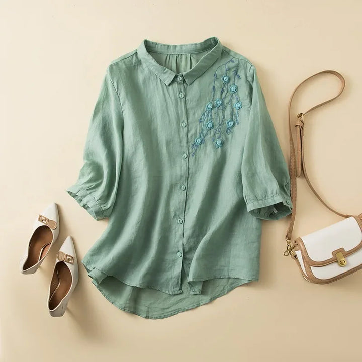 Liora™ | Retro Chic Embroidered Shirt