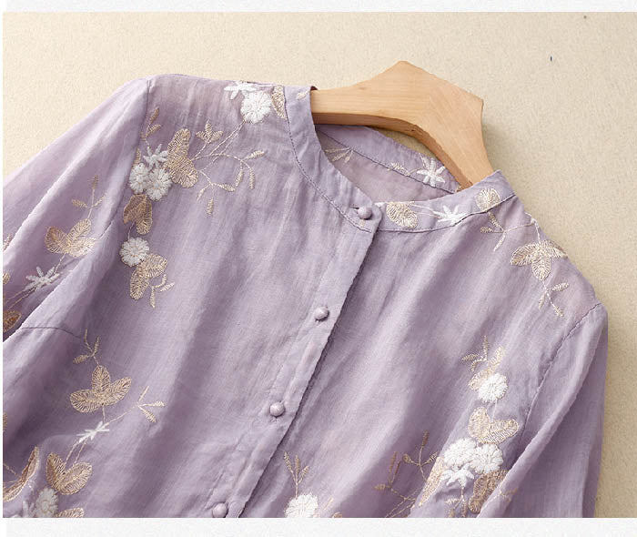 Ava™ | Embroidered Summer Button-Up Top